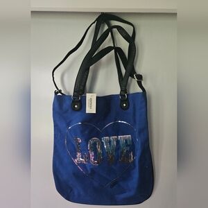 Aeropostale Blue Sequin Love Tote